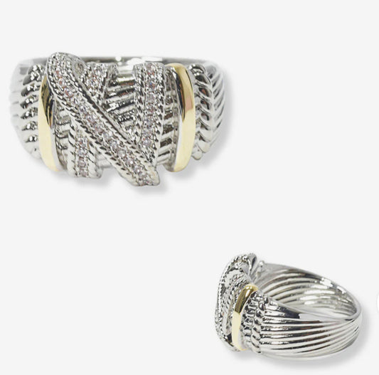 Two tone Gold plated and silver ring