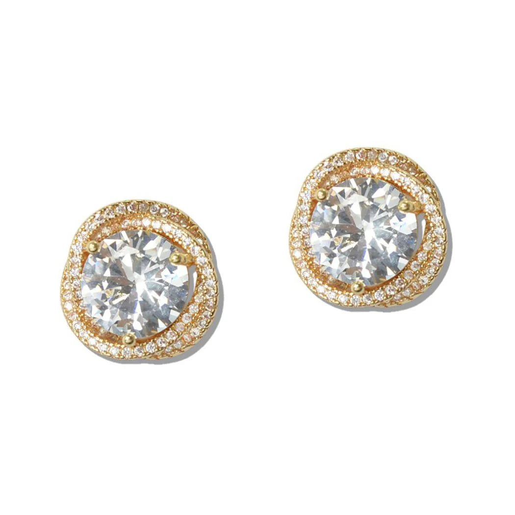 DOUBLE HALO CUBIC ZIRCONIA STUD EARRINGS
