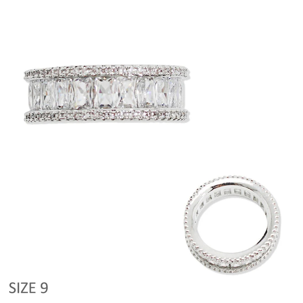 BAGUETTE CUBIC ZIRCONIA ACCENT SILVER