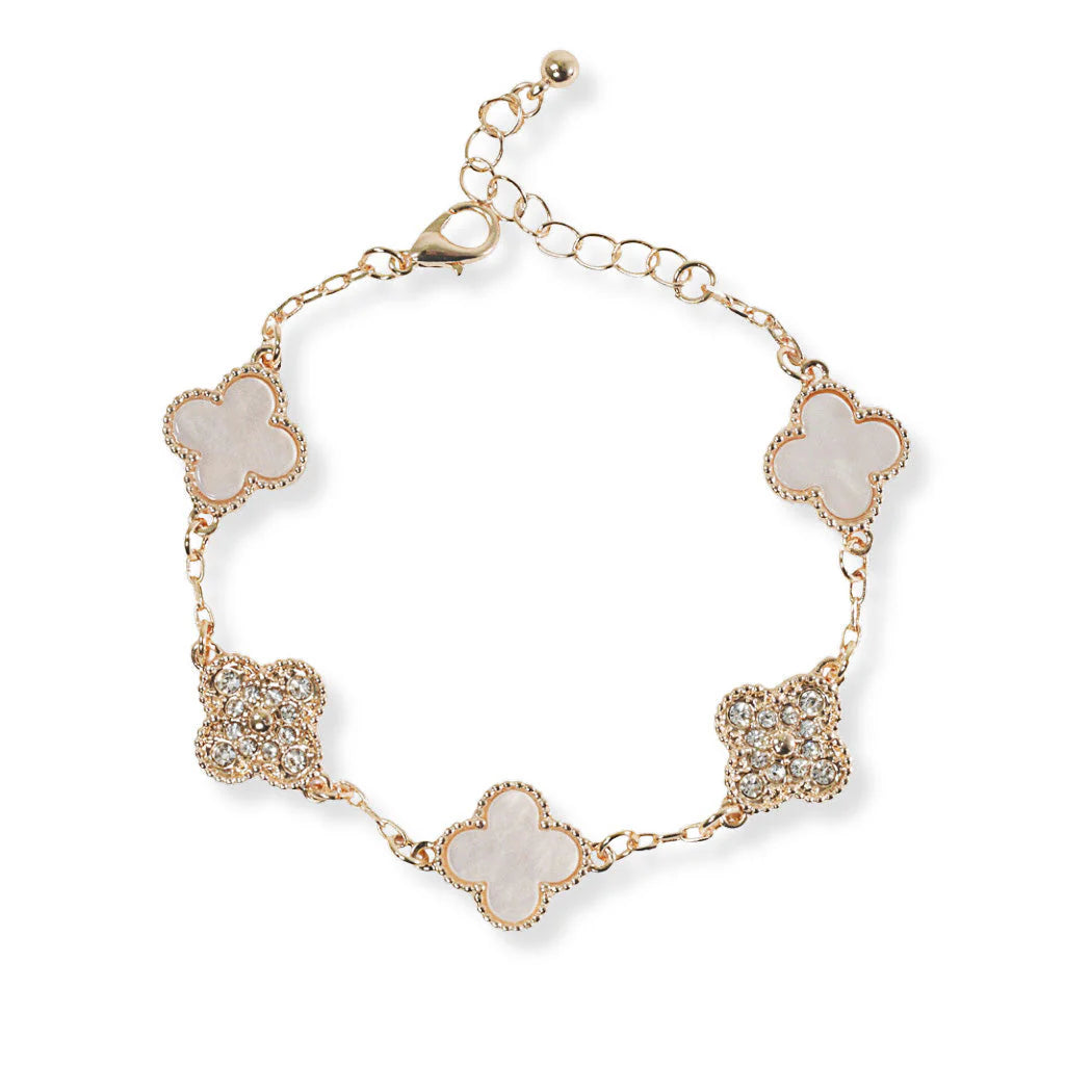 CLOVER CRYSTAL RHINESTONE STATION BRACELET