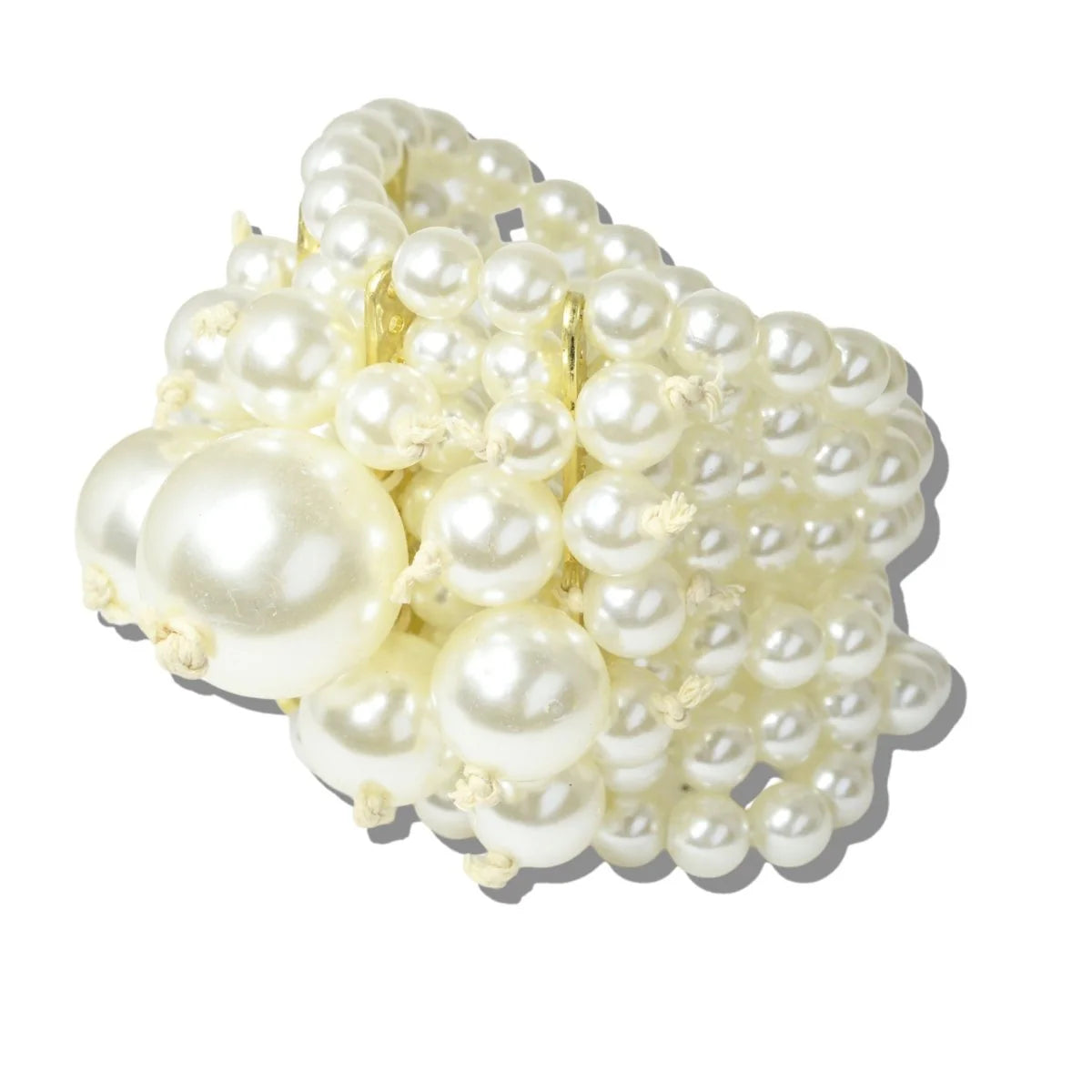 CHUNKY MULTI ROW GRADUATED PEARL STRETCH BRACELET