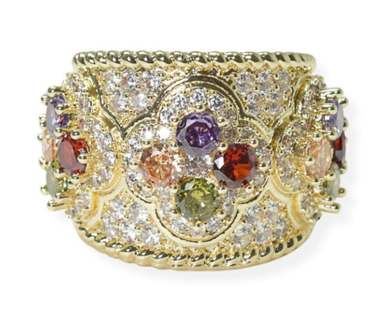 Gold/multi color ring