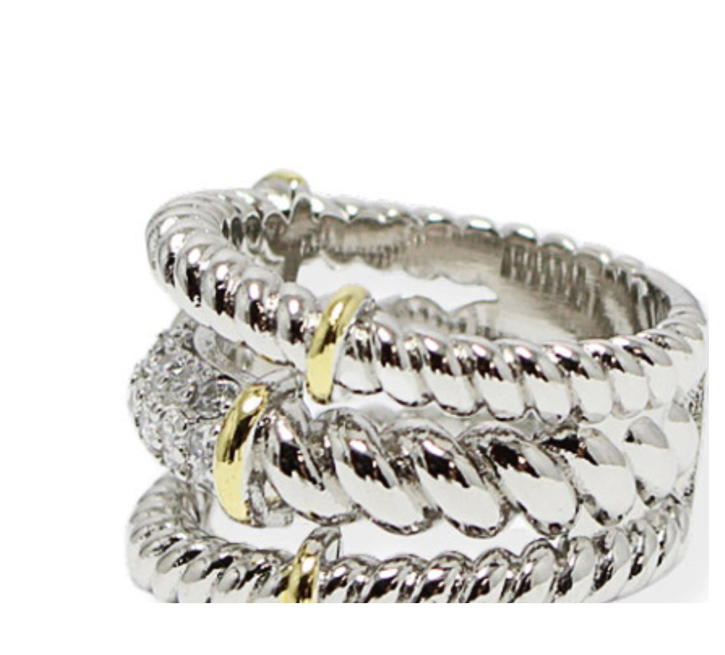 Two tone silver and Gold ring