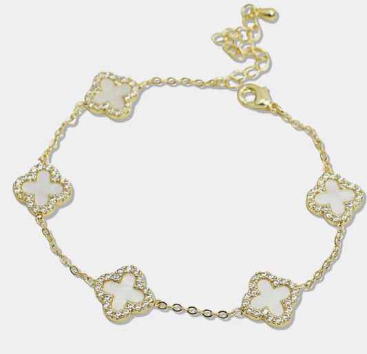 Clover Bracelet Gold and ivory