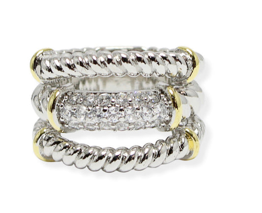 Two tone silver and Gold ring