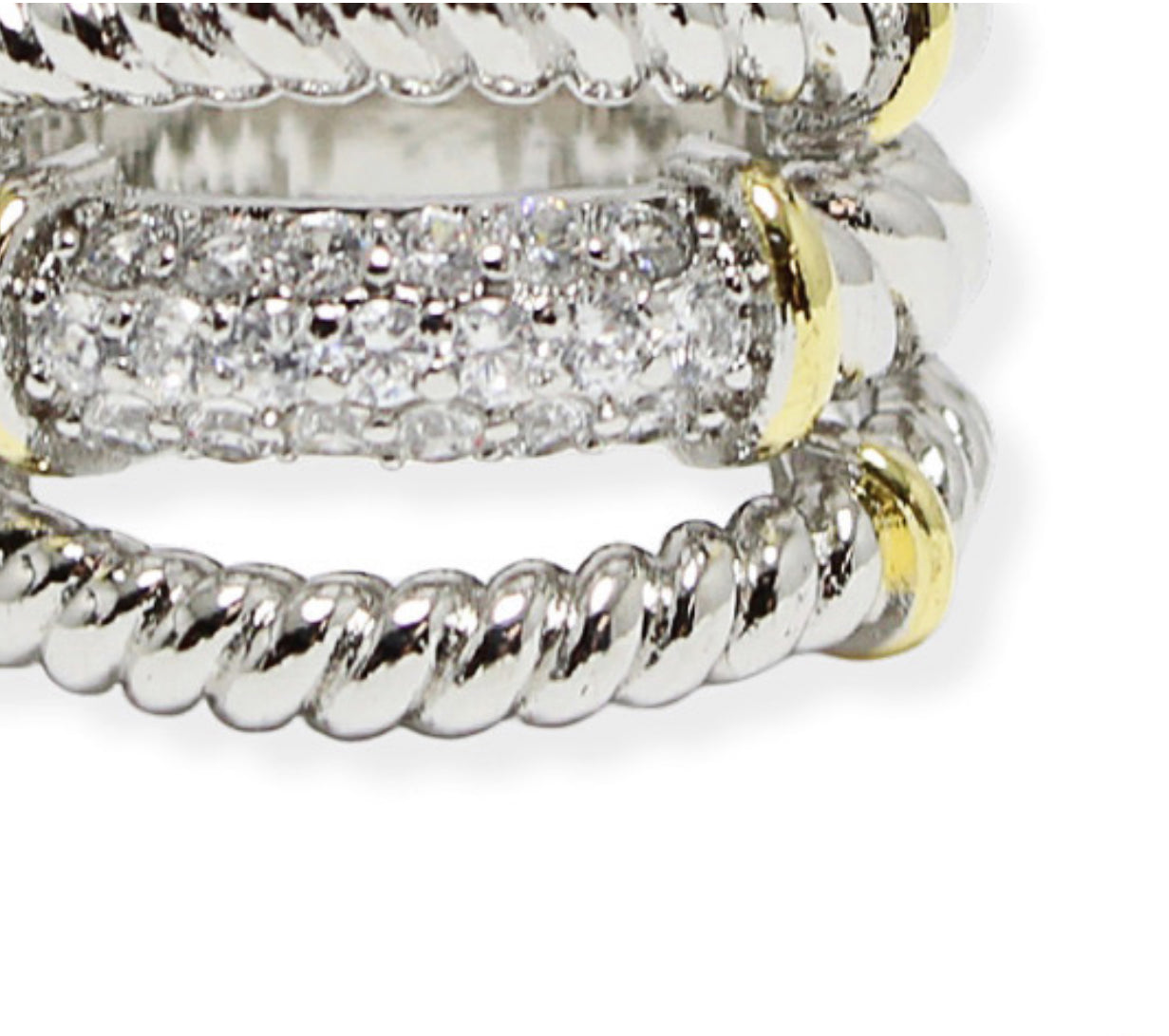 Two tone silver and Gold ring