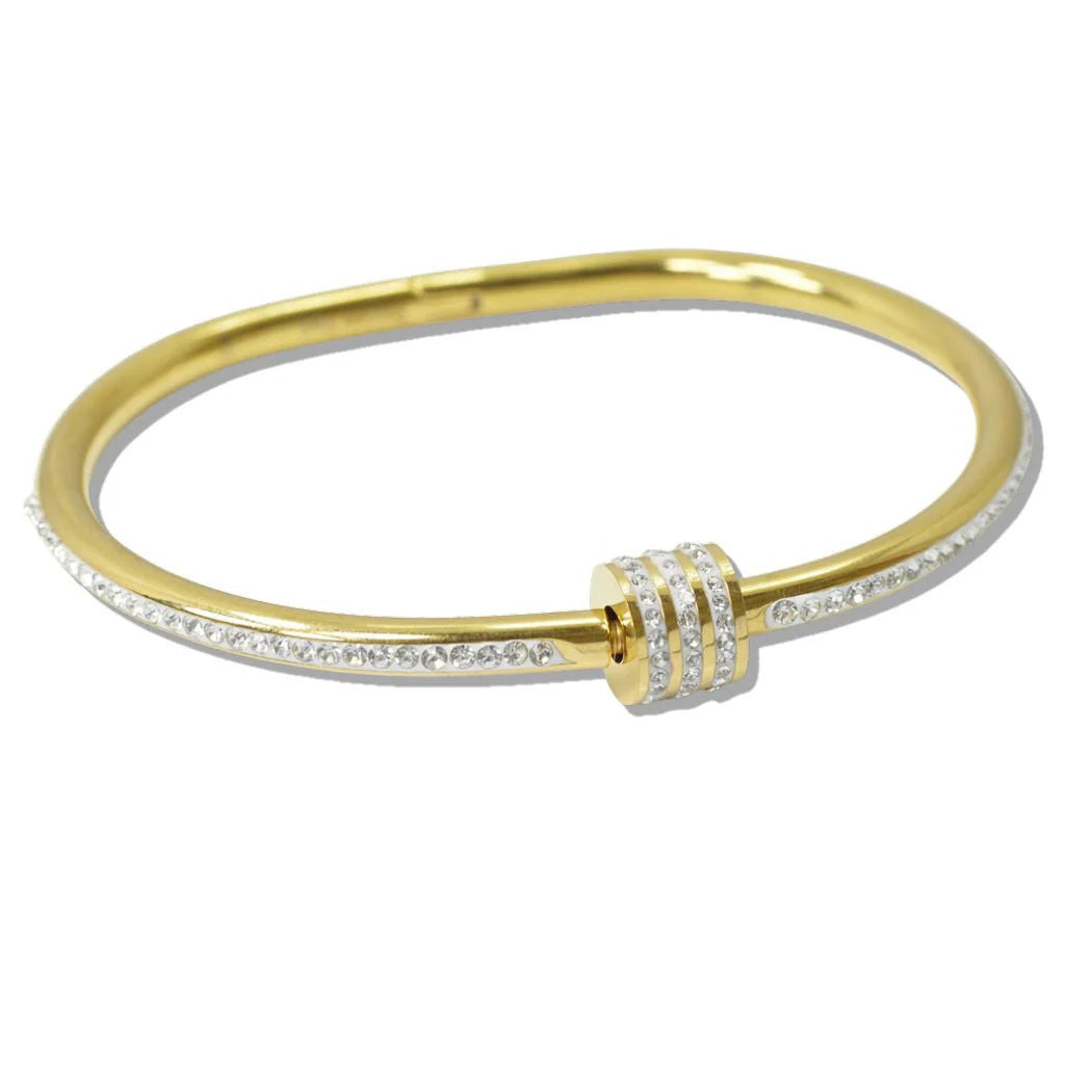 LUMINA CRYSTAL PAVE STAINLESS STEEL BANGLE BRACELET