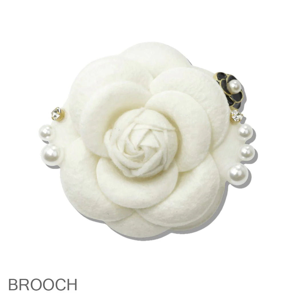 White Flower Rose Brooch