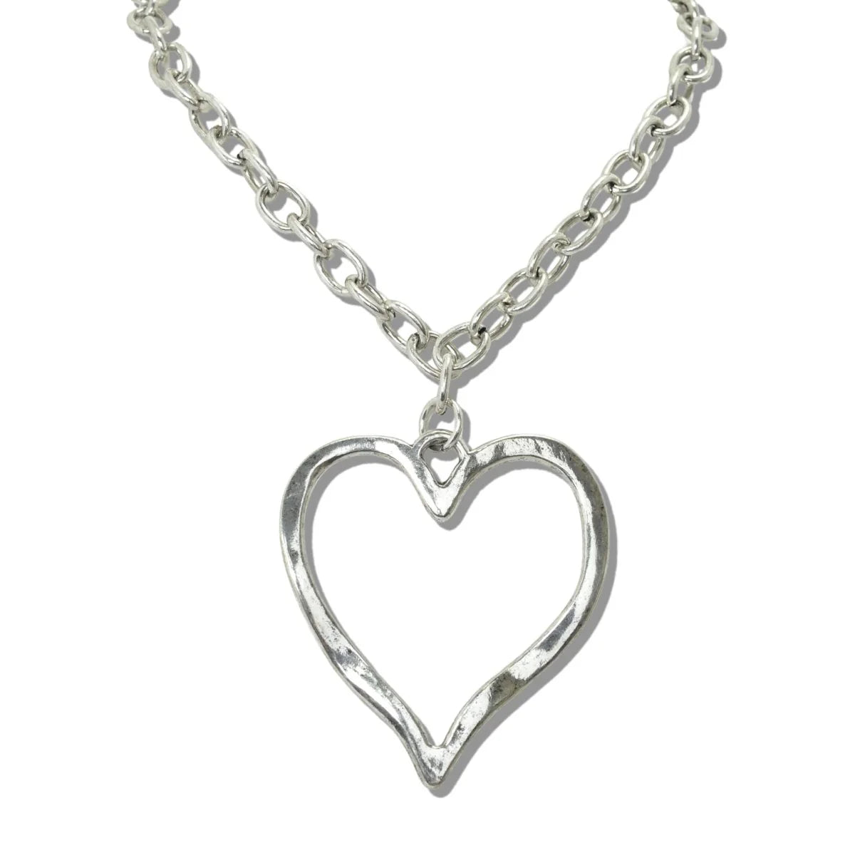 WESTERN OPEN HEART STATEMENT PENDANT SILVER NECKLACE