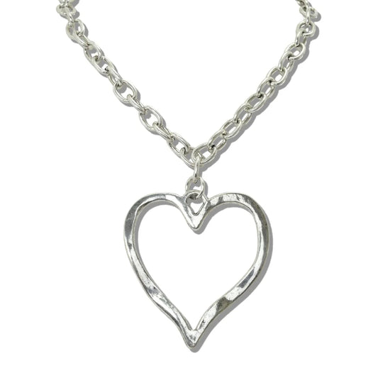 WESTERN OPEN HEART STATEMENT PENDANT SILVER NECKLACE