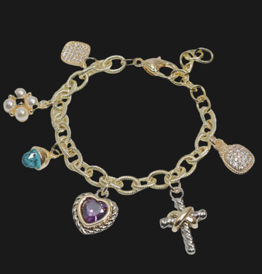 Gold plated charm necklace