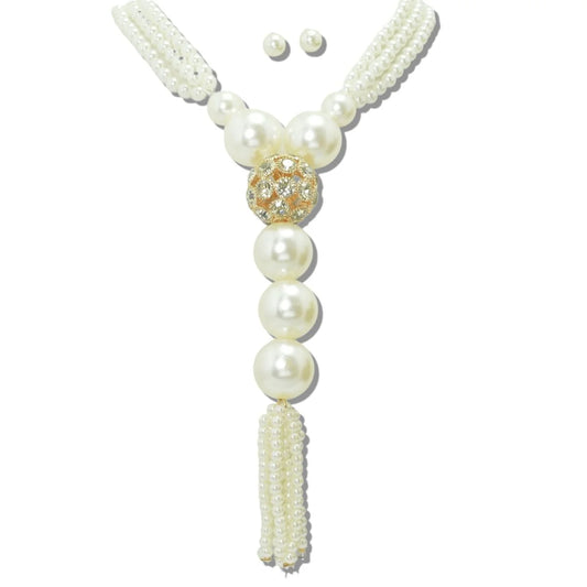 PEARL TASSEL LARIAT NECKLACE