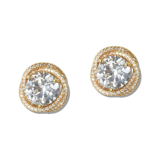 DOUBLE HALO CUBIC ZIRCONIA STUD EARRINGS