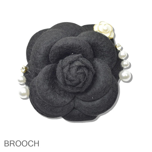 Black Flower Rose Brooch