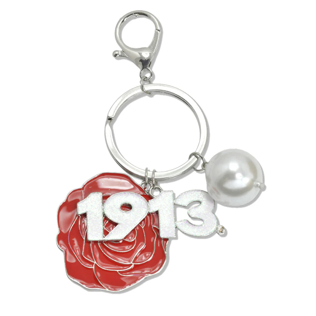 ROSE FLOWER YEARS PEARL CHARMS KEYCHAIN BAG CHARM