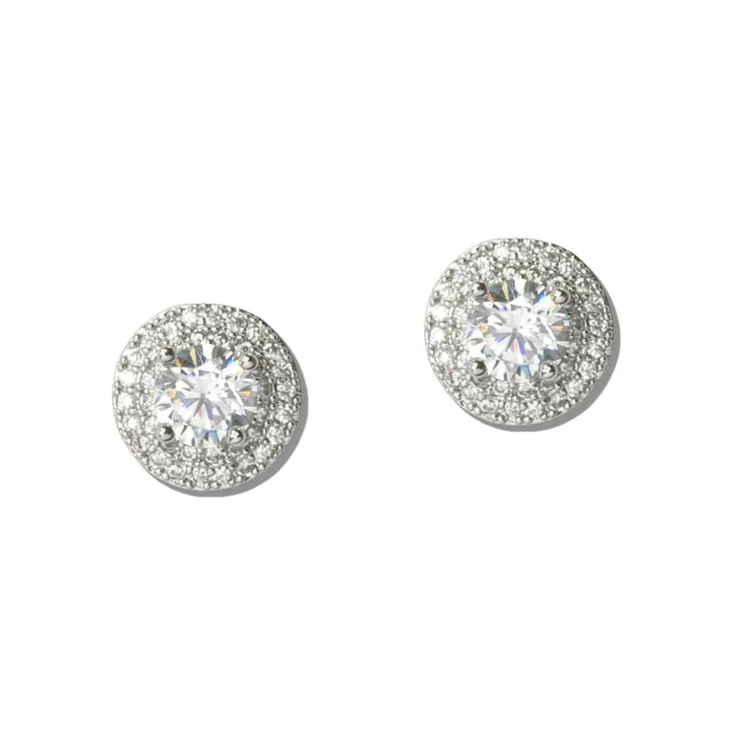 DOUBLE HALO CUBIC ZIRCONIA STUD EARRINGS