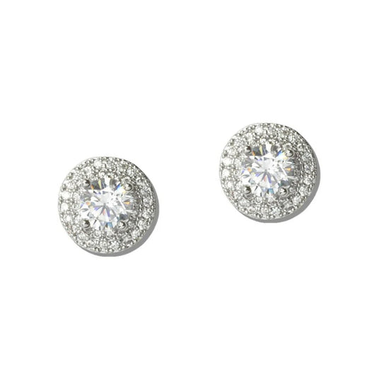 DOUBLE HALO CUBIC ZIRCONIA STUD EARRINGS
