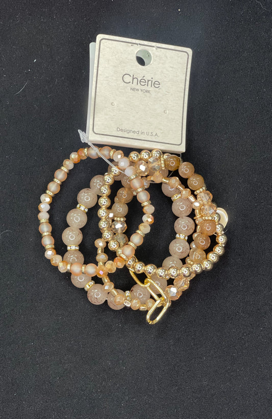 Tan and gold bracelet set