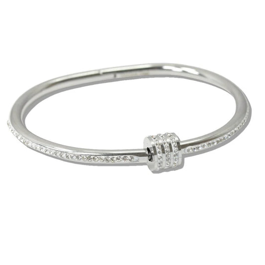 LUMINA CRYSTAL PAVE STAINLESS STEEL BANGLE BRACELET