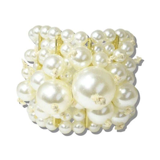 CHUNKY MULTI ROW GRADUATED PEARL STRETCH BRACELET