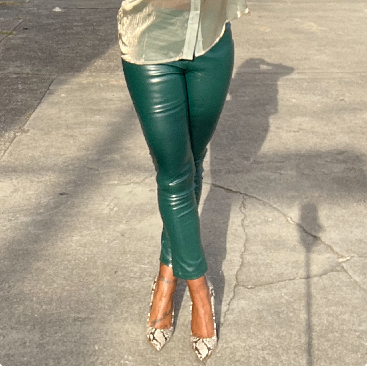 Faux Leather hunter green pants