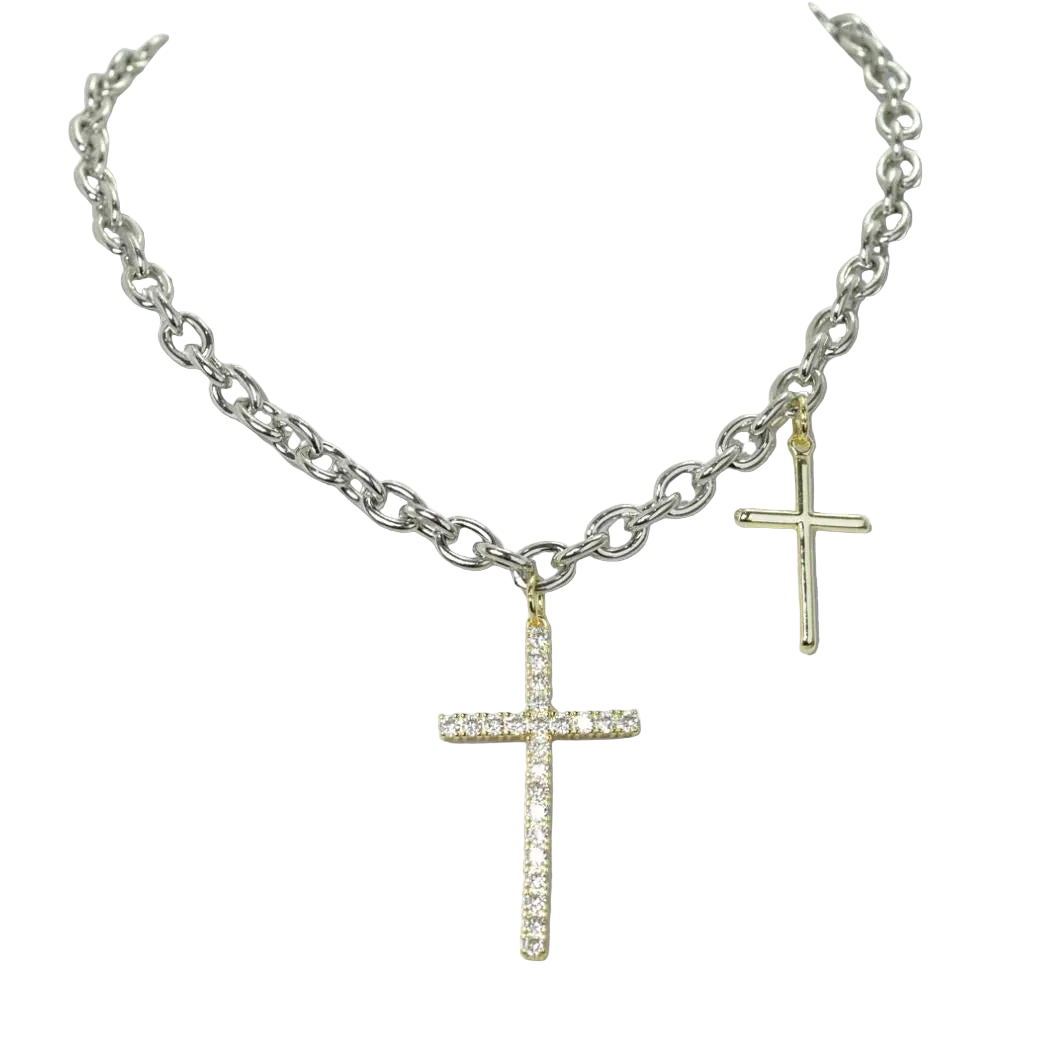 Double Cross Necklace