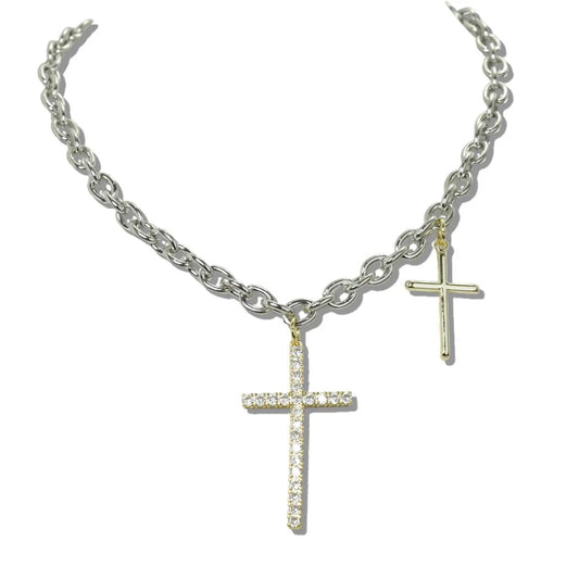 Double Cross Necklace