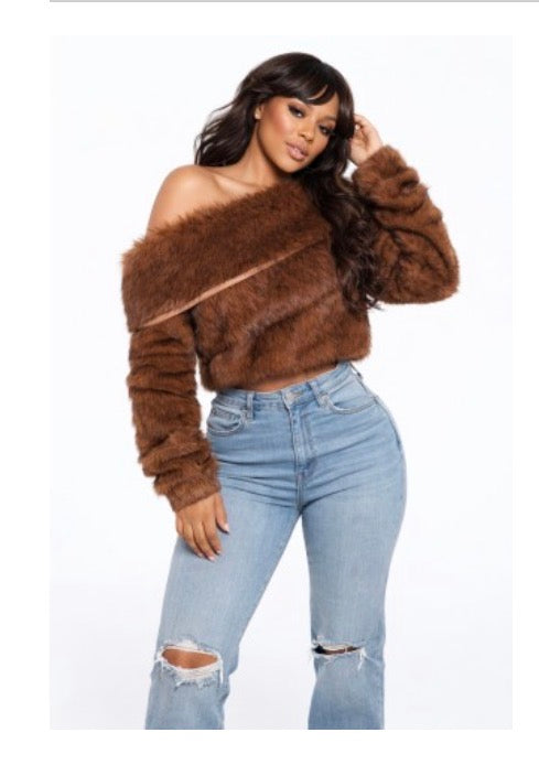 Off Shoulder Faux Fur
