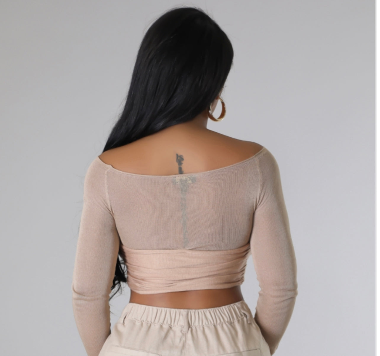 Tan mesh crop