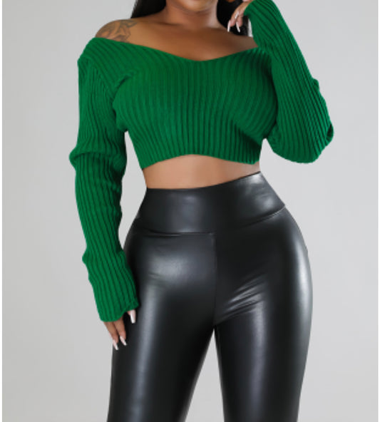 Green crop top sweater